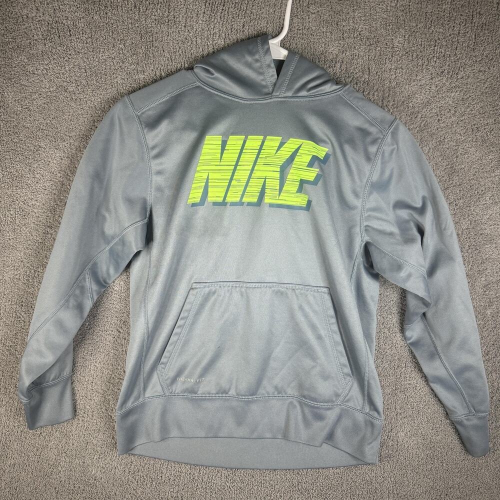 Nike Hoodie Mens Large Therma-Fit Pullover Sweatshirt Athletic Neon Yellow